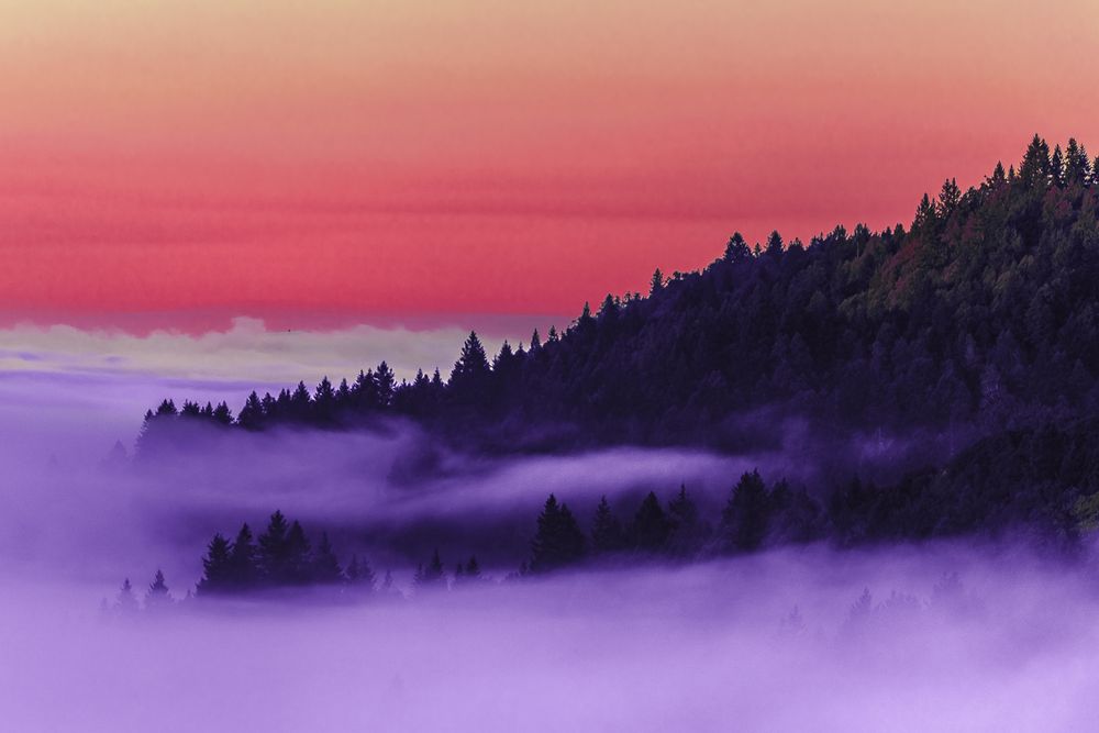 Cloudy day in the mountain at sunset or sunrise