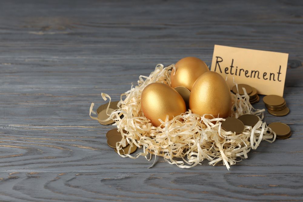 Concept of wealth and retirement - golden eggs