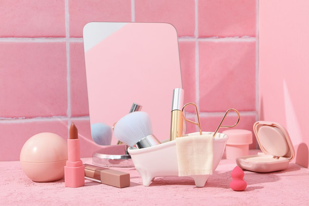 Concept of cosmetic and beauty care accessories