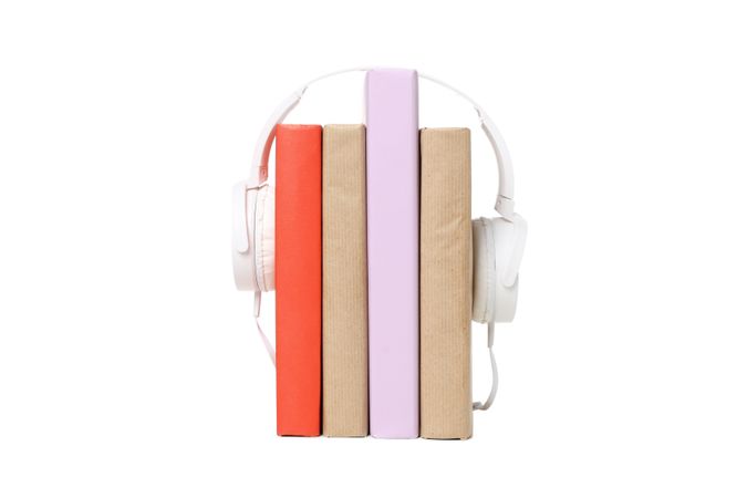 Concept of audiobook, isolated on light background