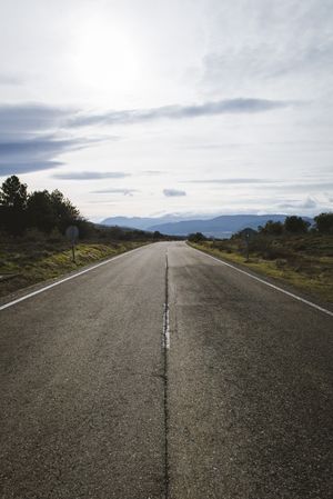 Road in between mountains