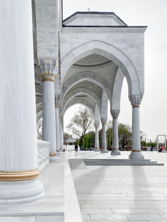 Outdoor walkway of marble mosque