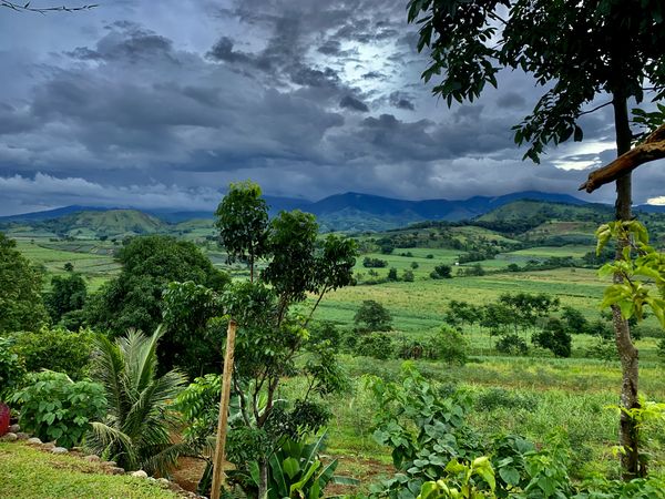 Mountains farm view nature with sky