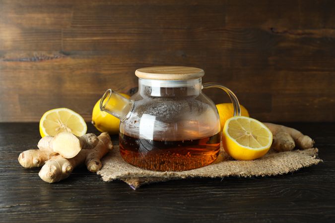 Cold treatment, healthcare concept - tea with ginger