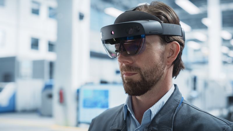 Portrait  side view of male scientist in laboratory wearing goggles