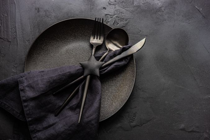 Cutlery set on dark background