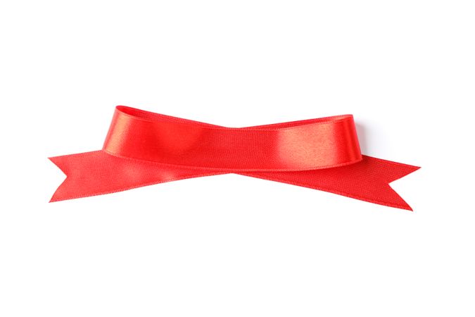 Red ribbon isolated on blank background. Gift concept