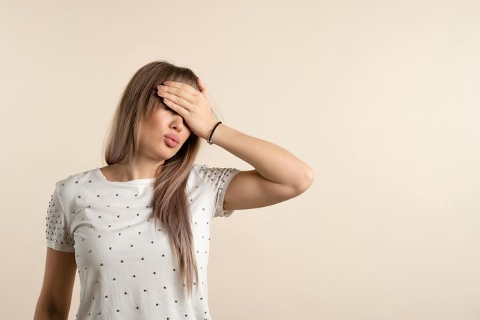 Woman has a headache