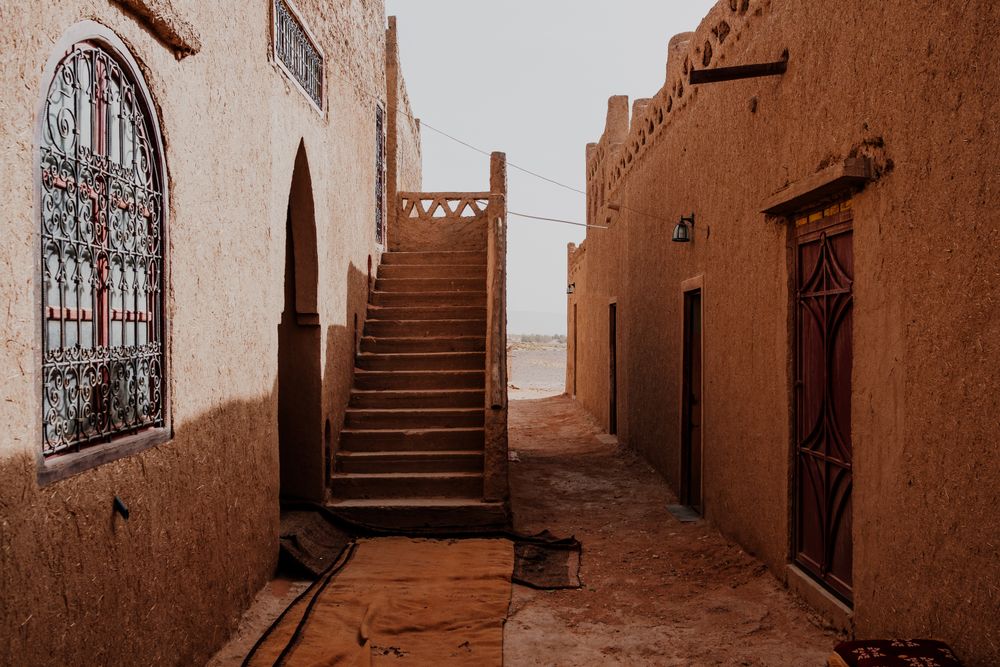 Stairway of traditional Arab house on street