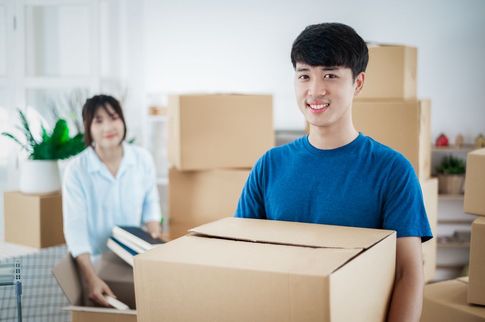 Young couples move into homes and apartments, Moving house, New house.