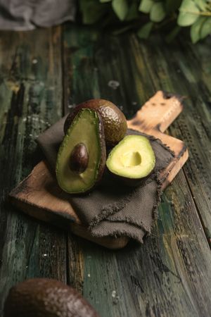 Set of freshly cut fresh avocados