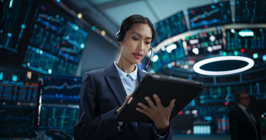 Professional Stock Exchange Trader Working in a Trading Company.