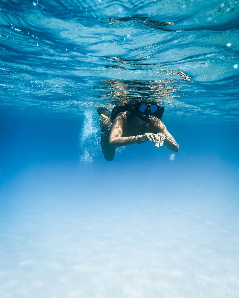 Underwater shot of a person swimming