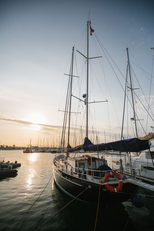boat on water in port in sunny day