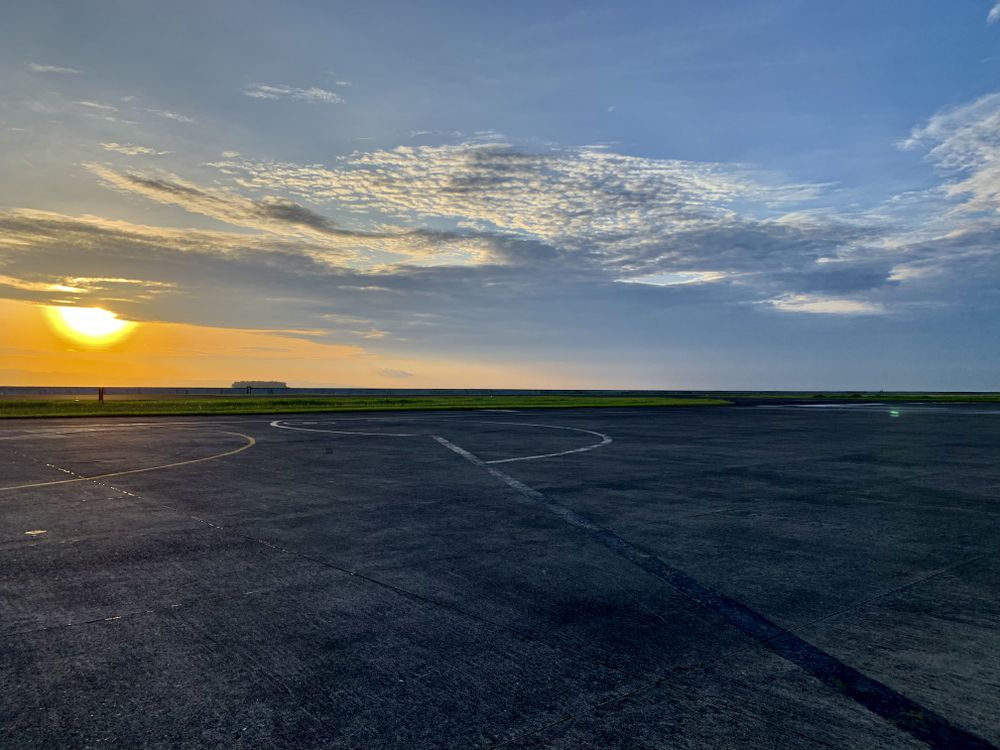 Airport sunset and sunrise view