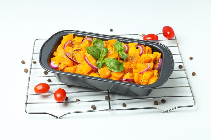 Concept of tasty homemade dish - baked pumpkin