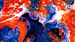 Blue and Red Fluid Art, Abstract Acrylic Pouring