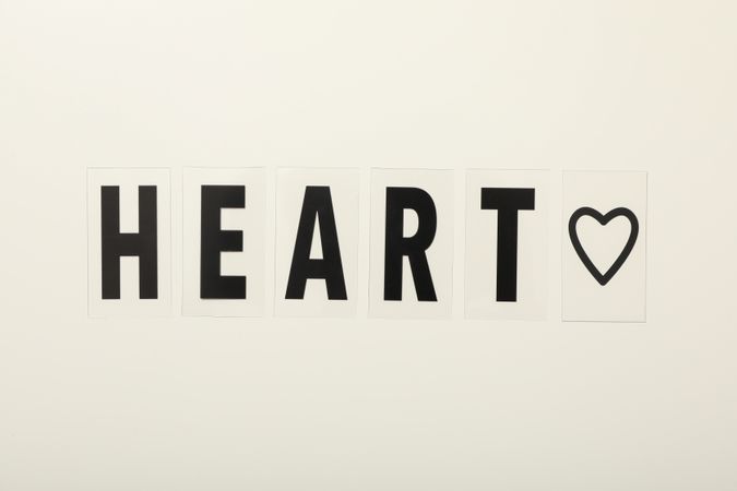 The word heart on a light background.