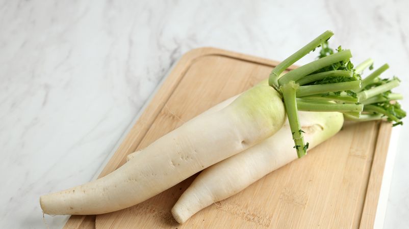 Close Up White Radish on Table