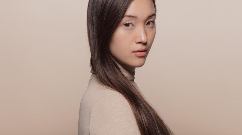 Korean female model looking at camera