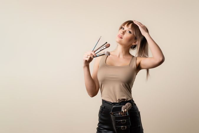Portrait woman makeup artist