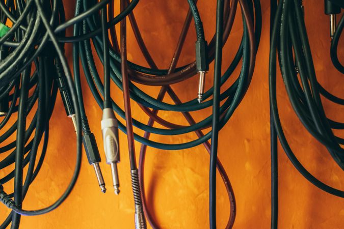 Sound stereo cables in a studio