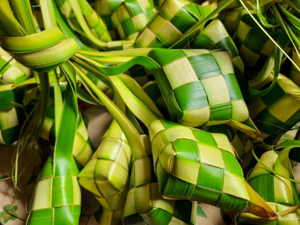 Traditional Ketupat Weaving from Young Coconut Leaves
