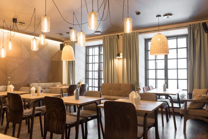 Interior of cozy restaurant