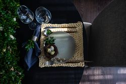 Elegant Easter table setting seen from above