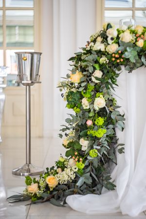 Wedding floral arrangement on table