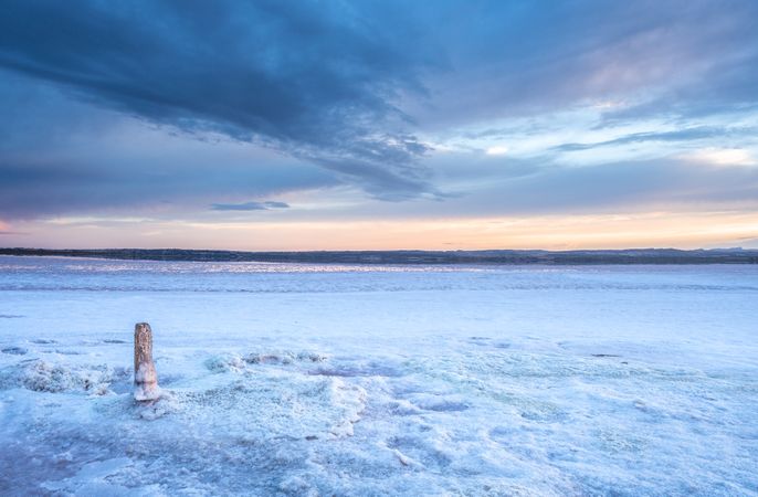Stick on salt mine during sunset