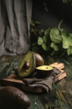Set of freshly cut fresh avocados