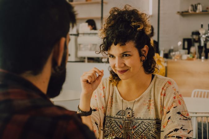 Loving couple having date in coffee shop