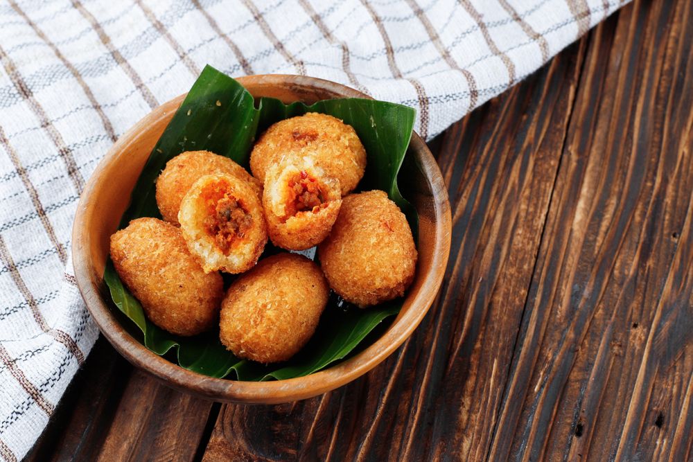 Plate of combro oncom, an Indonesian fried snack