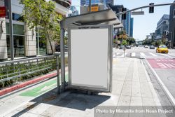 Bus stop poster mock-up on Los Angeles street 5nlY6b