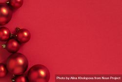 Red holiday baubles with copy space bEMBlb