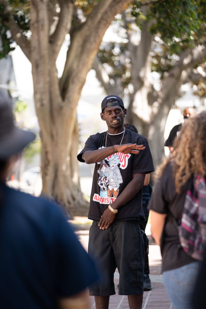 Los Angeles, CA, USA — June 16th, 2020: male activist speaks to crowd at solidarity rally