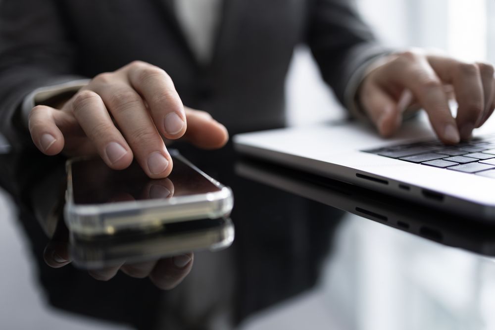 Business Communication Using Mobile and Laptop