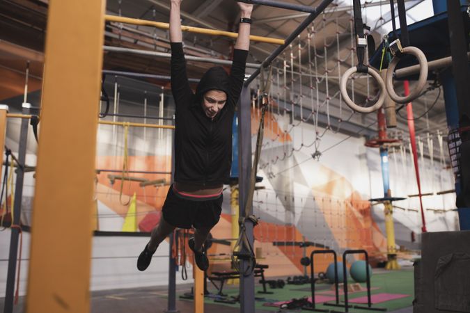Athletic woman training in gym