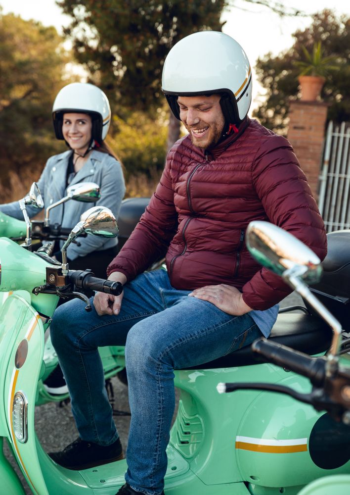 Young people sitting on bikes