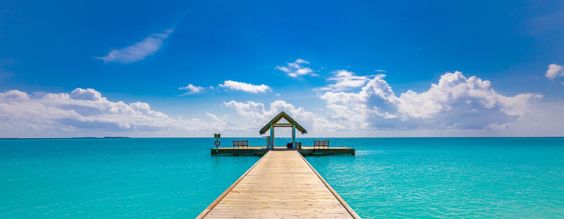 Wide shot of dock in the Indian Ocean