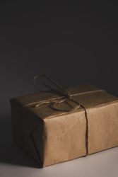 Eco friendly gift box on neutral background