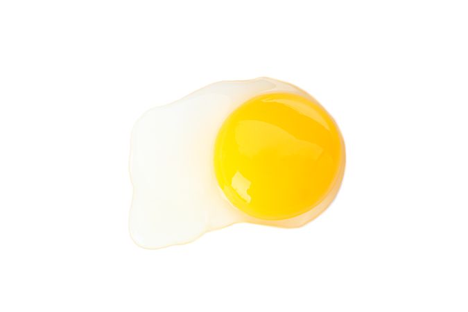Raw egg yolk isolated on plain background