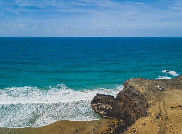 Amazing shoreline of ocean from drone