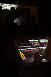 Sound mixer during a night concert