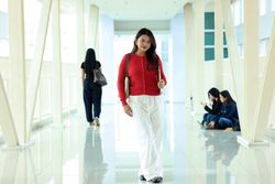 Portrait Confident Young Asian Female College Student on Campus