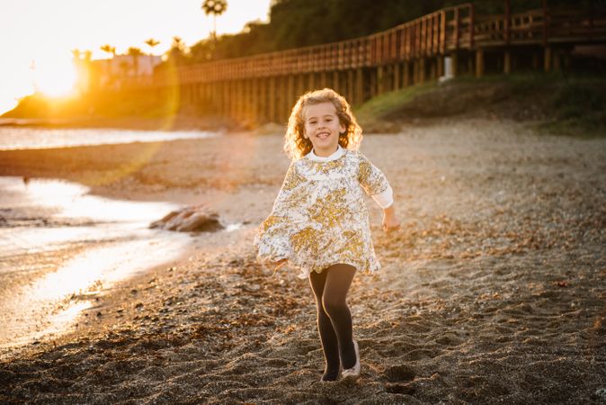 portrait of cute little girl at beach
