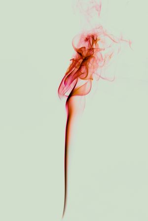 Swirls of bright red fume
