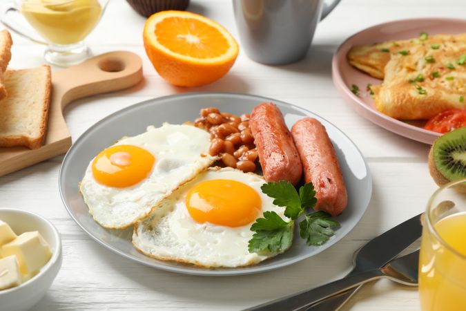 Plate of eggs and sausage