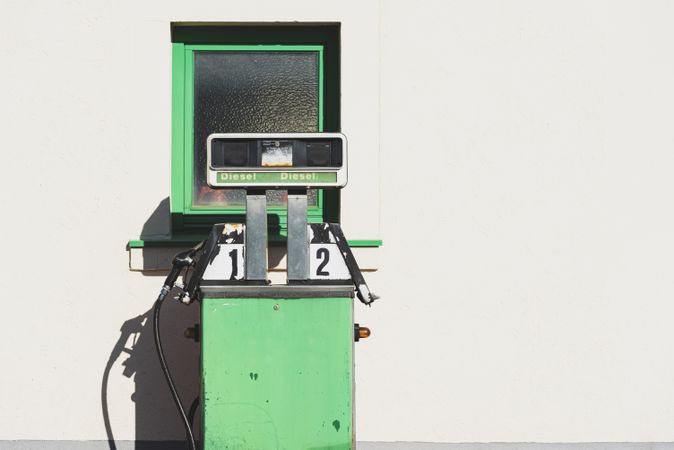 Old green gas pump